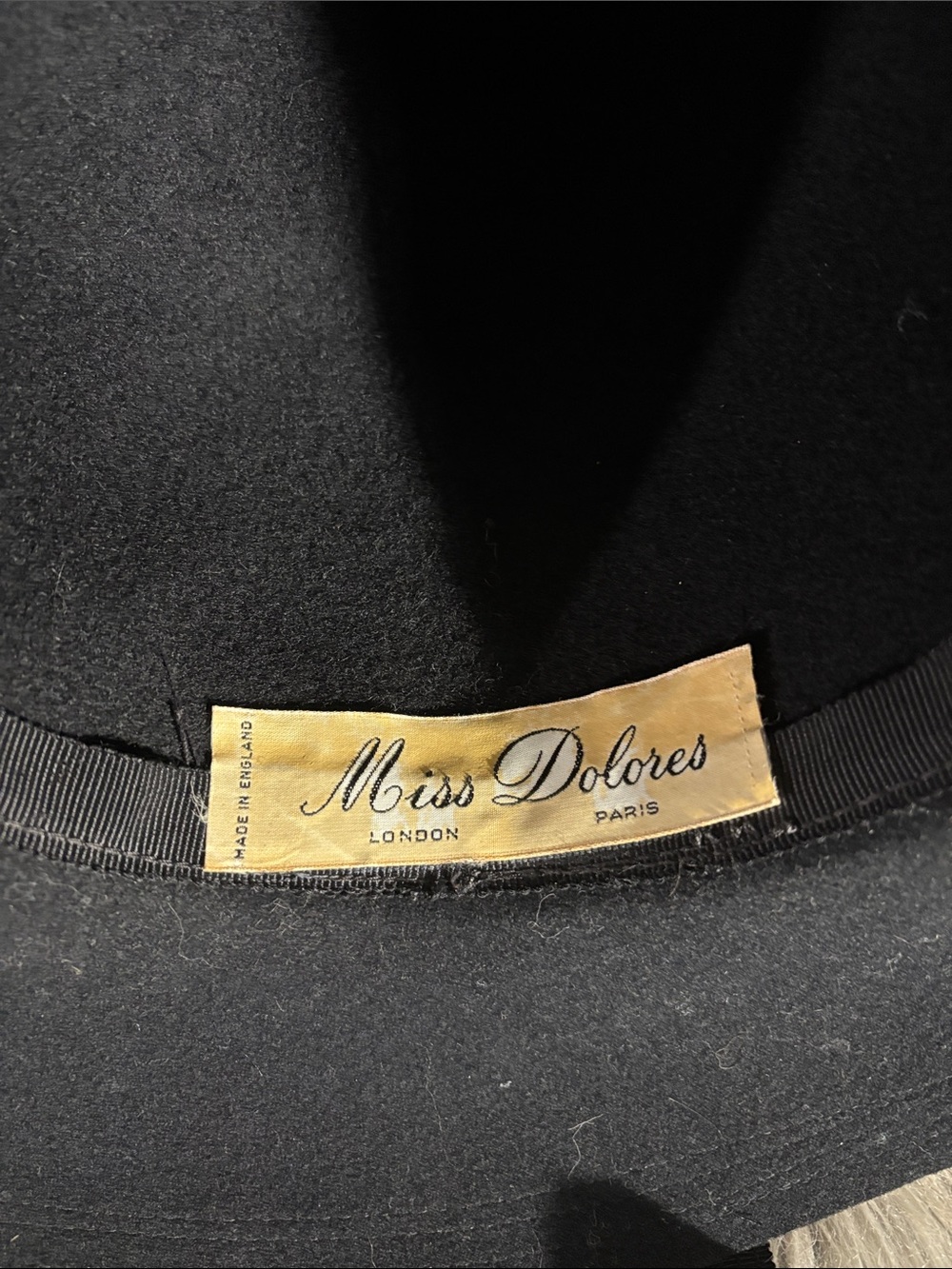 Vintage Wide-Brim Women's Black Wool Felt Floppy Hat - Picture 7 of 11